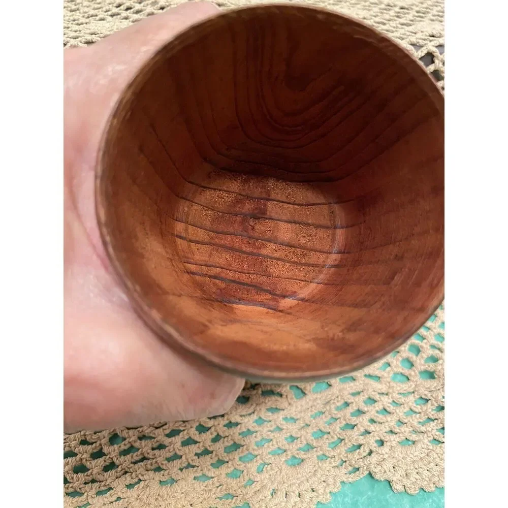 Antique Turned Maple Wood Lidded Cylindric Canister Lid Having Button Cap Finial